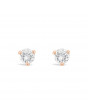 Solitaire Diamond Stud Earrings in a 3-Claw Setting, Set 18ct Rose Gold. Tdw 0.20ct